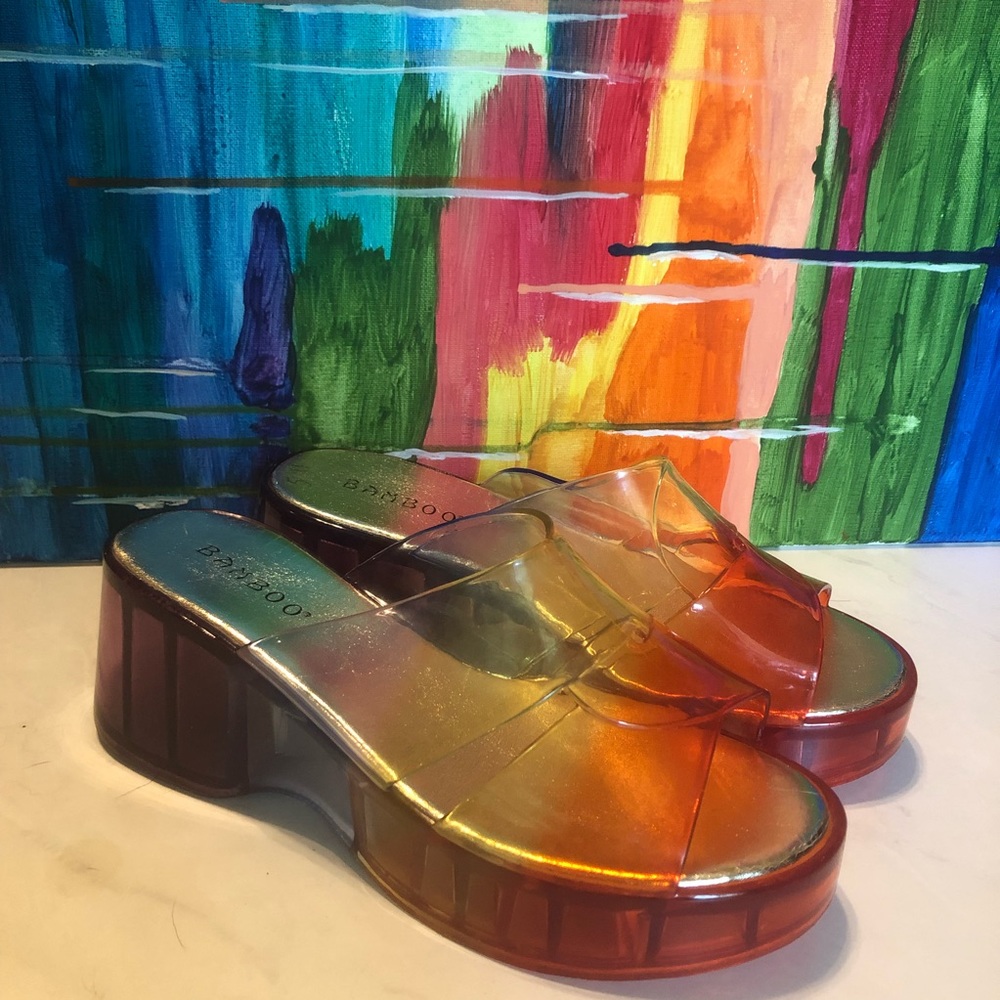 Rainbow Platform Jelly Sandals
